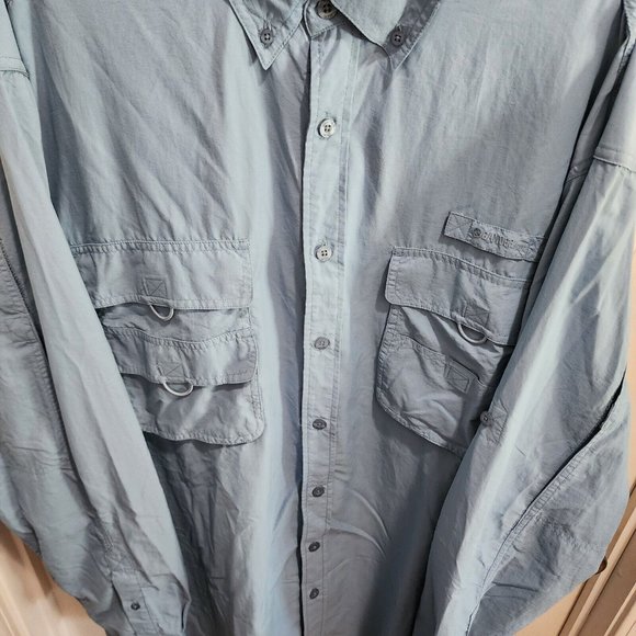 Gander Mountain Blue 2XLT Vented Button Down Fishing LS Shirt UV Sun Protection - Picture 8 of 16